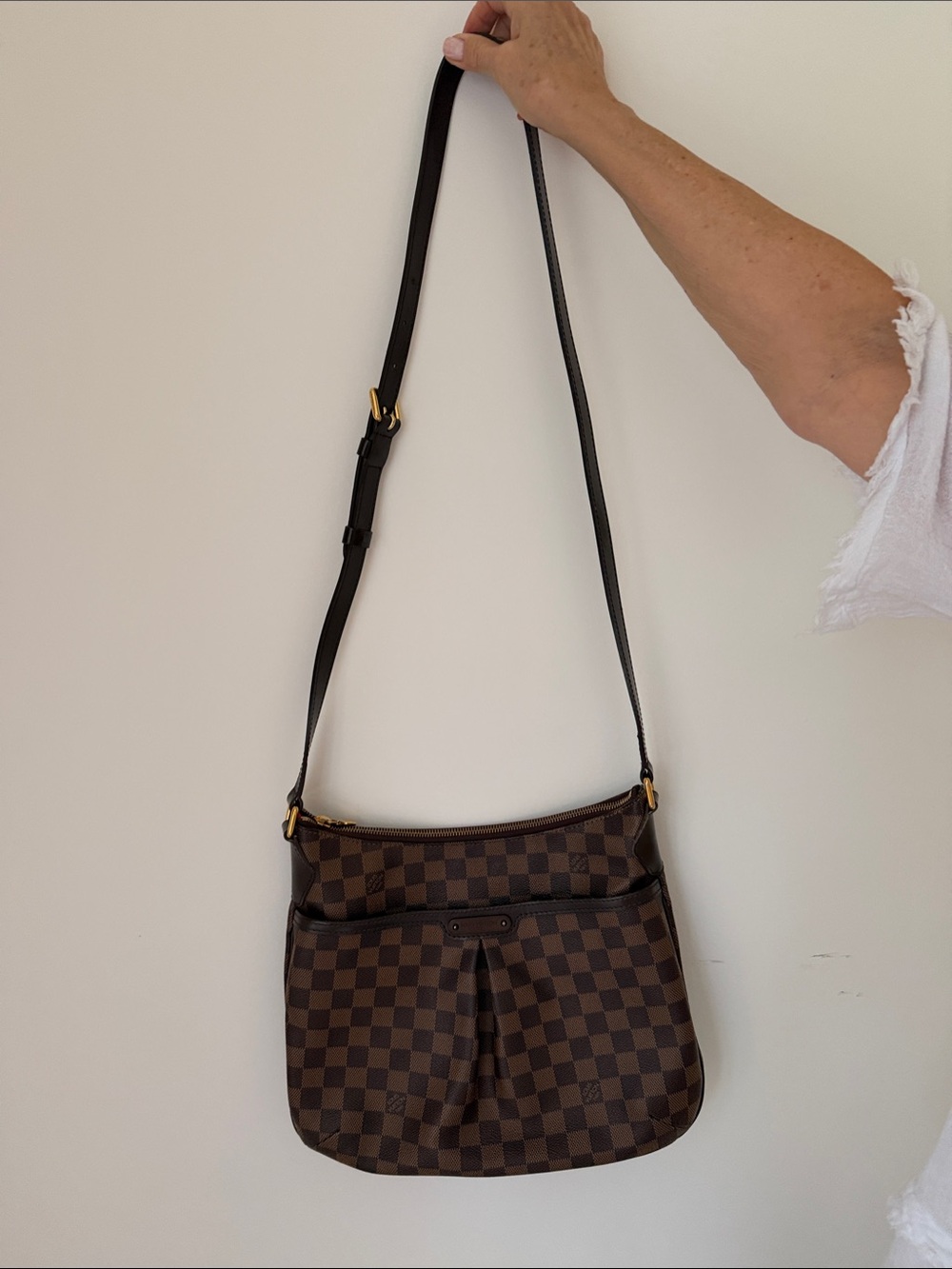 Authenticated Louis Vuitton Bloomsbury Damier Eben crossbody bag